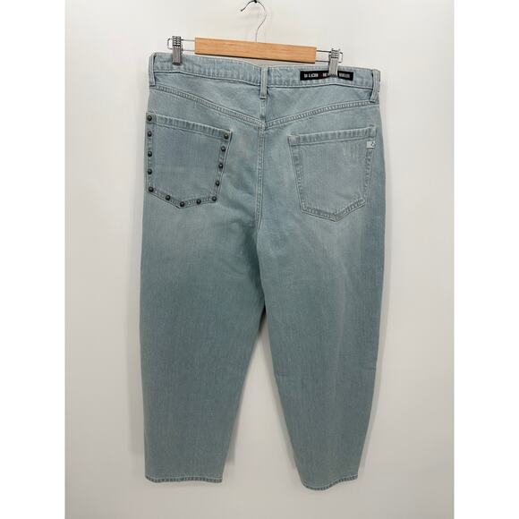 Oak & Acorn Jeans Women 34 Light Wash Loose Fit Organic Cotton Ankle High Rise - Picture 2 of 9